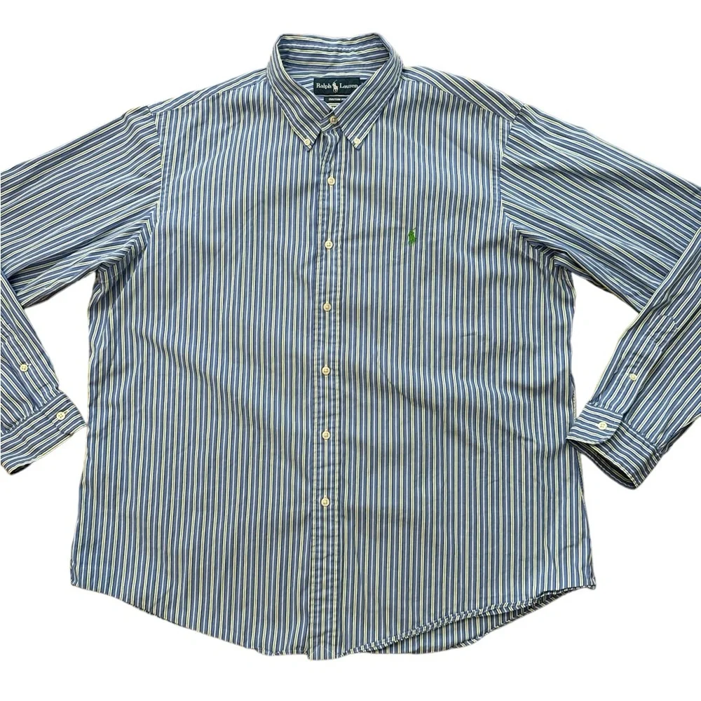 Polo Ralph Lauren Men’s Size XXL‎ Long Sleeve Button Up Shirt Blue/Green/White
